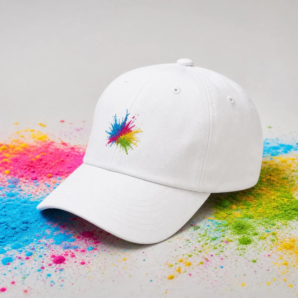 Boné branco personalizável para eventos Holi